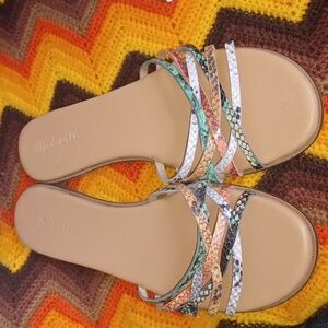 Madewell Tracie Leather Crisscross Slide Sandal, Sz 9.5, NWOT